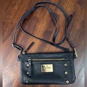 Nicole Miller Elegant Black Crossbody Bag EUC